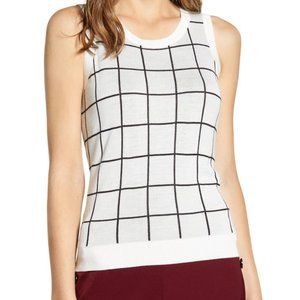 Halogen Patterned Crew Neck Knit Tank Top